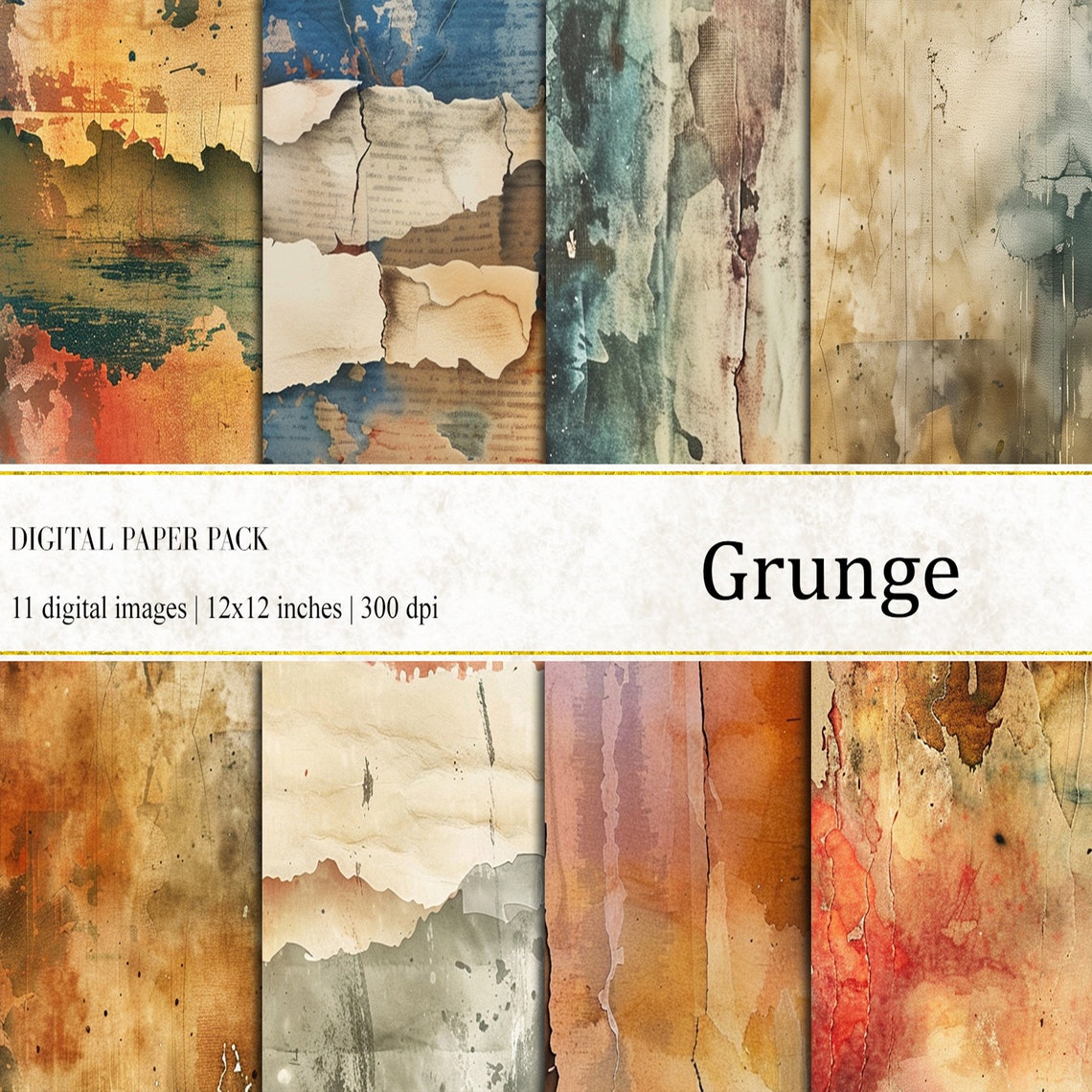 Grunge Digital Paper Pack, Old Paper Textures (12x12 Inches) - Etsy