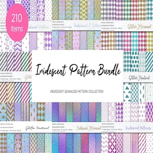 Iridescent Seamless Patterns Bundle, Iridescent Digital Papers, Shimmer Backgrounds, Shimmer Seamless Pattern, commercial use