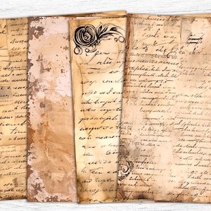 Vintage Junk Journal Papiere, Vintage Textur, Briefe digitales Papier, Vintage gebeizt, digitaler Download, antike Brief Papiere