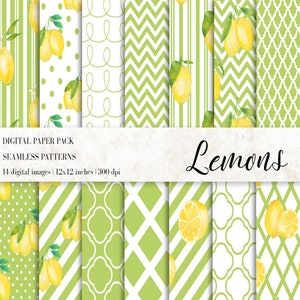 Watercolor Lemon Seamless Pattern, Watercolor Lemon Digital Papers, Lemon Patterns, Lemon Backgrounds, Digital Papers, Seamless Patterns