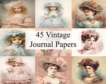 Vintage Victorian Women Journal Papers: Scrapbooking Ephemera (Digital Download)
