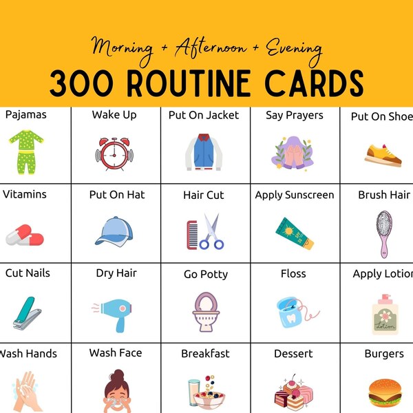 Routine Cards, Charts for Kids, Chores Chart | Morning, Afternoon, Evening | Visual Responsibility Schedule, Children's To Do Tasks