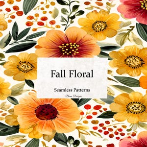 Herbst Floral Musterdesign, Aquarell Floral, lebendige gelbe Farben Muster, sofortiger Download, Stoffblumenmuster, digitaler Download