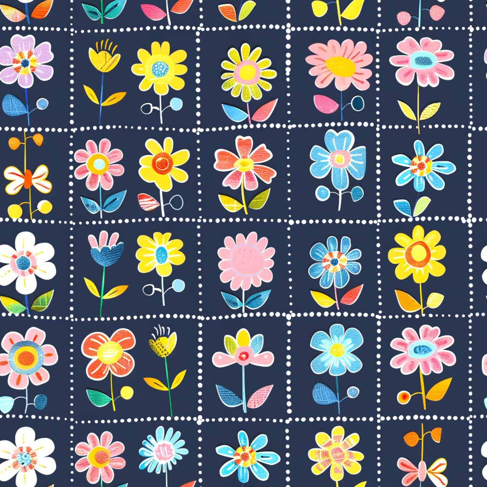 Patchwork Floral Seamless Pattern: Flowers Fabric Print (digital ...