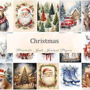 Vintage Weihnachtskarten, Vintage Grußkarten, Weihnachtskarten, Weihnachtsephemera, Junk Journal Papiere, Printable Journal Papier