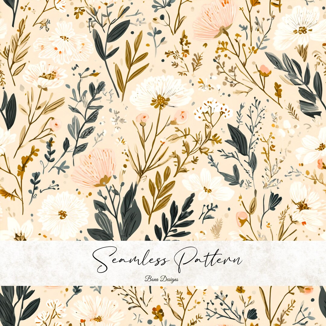 Pastel Spring Floral Seamless Pattern: Botanical Fabric Print (digital ...