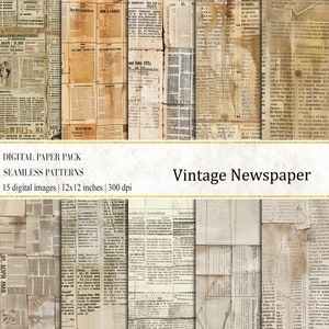 Carta digitale per giornali d'epoca, sfondo per giornali, carta stampabile, carta per riviste di giornali, motivo senza soluzione di continuità per giornali, vecchio giornale