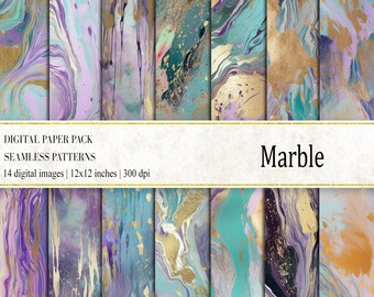 Pastel Gold Marble Digital Paper: 14 Textures (12x12, 300 dpi) (Digital Download)