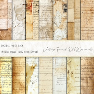 Documentos antiguos franceses, papeles de diarios antiguos, papel antiguo, cartas francesas antiguas, cartas antiguas manuscritas, páginas de diarios basura