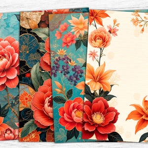Flowers Junk Journal Papers, Flowers Art, Vintage Junk Journal Papers, Flower Papers, commercial use, Vivid Flowers, Digital Download