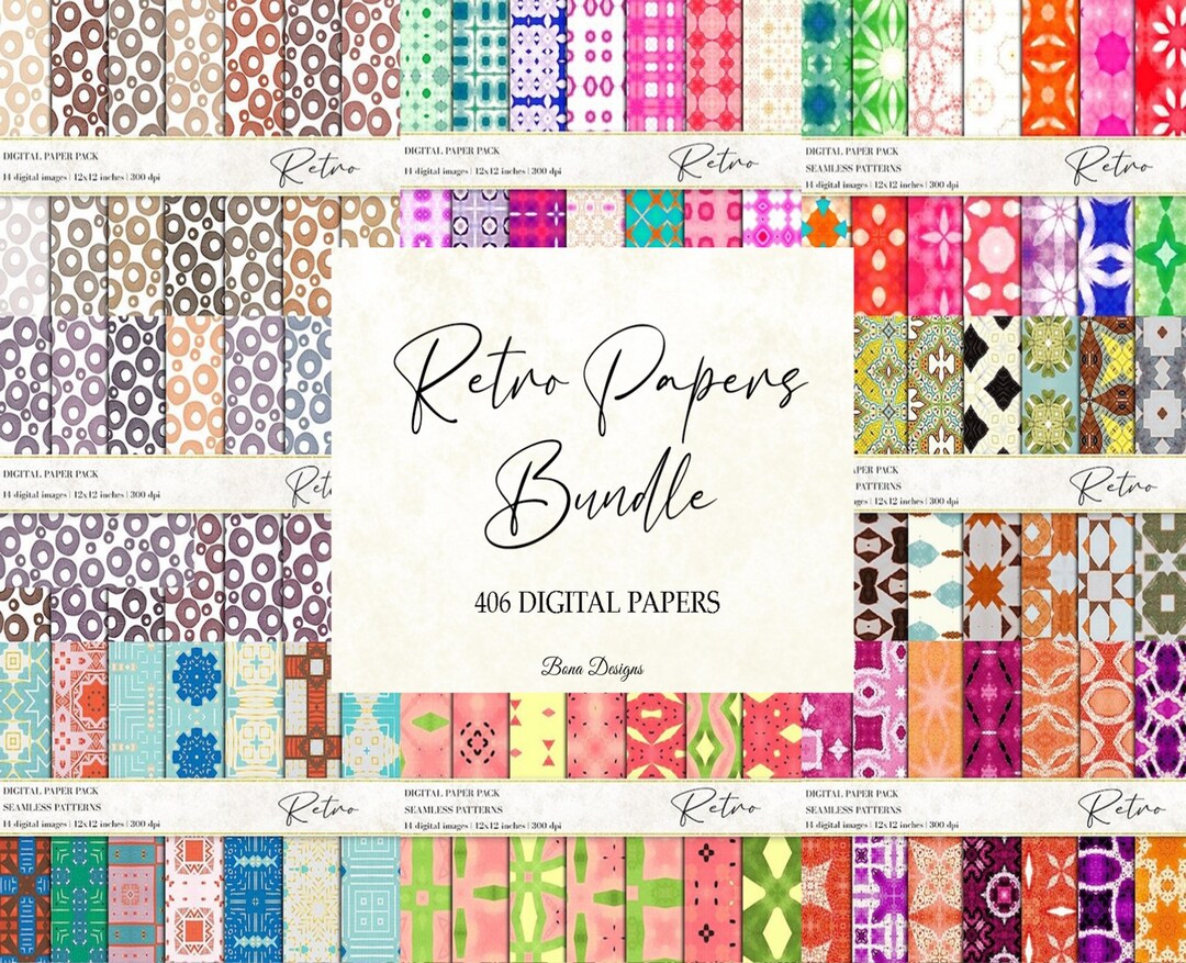 Retro Digital Paper Bundle: Seamless Patterns - Etsy