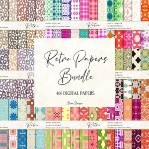 Digitale Papiere Retro, Muster-Bundle, Nahtlose Muster Retro, kommerzielle Nutzung, Boho Digitale Papiere, Boho-Muster, Digitale Papiere