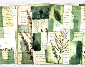 Botanical Junk Journal Papers: vintage efemere collagevellen (digitale download)