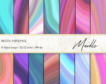 Bunte Marmor Digital Papiere: 12x12 Hintergründe (Instant Download)