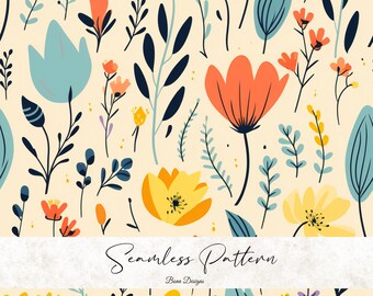 Frühling Blumen Muster: Stoffdesign (Digitaler Download)