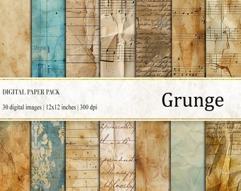 Grunge Digital Paper Pack: Distressed Textures (12x12 inches) (Digital Download)