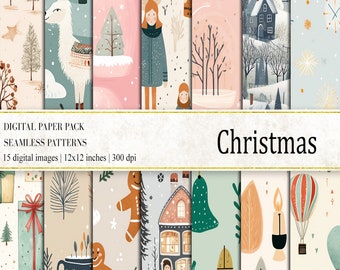 Scandi Christmas Digital Papers: Seamless Nordic Patterns (Digital Download)