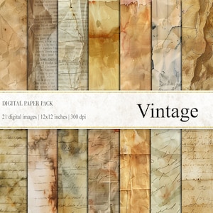 Vintage Ephemera Digital Paper Textures: 12x12 Scrapbook Backgrounds (Digital Download)