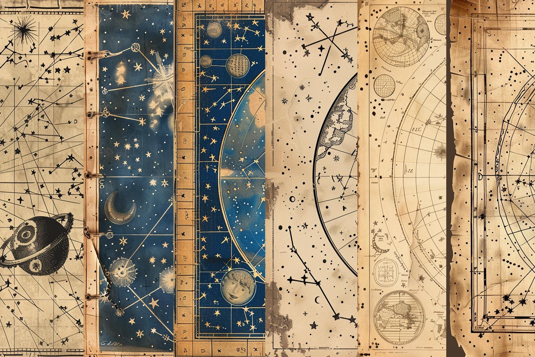 Celestial Astrology Digital Papers: Galaxy Zodiac Scrapbook (PNG ...