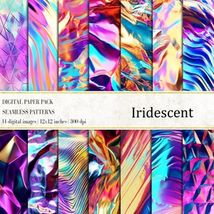 Iridescent Seamless Patterns, Iridescent Foil Digital Papers, Holograph Patterns, Glitter Holograph Seamless Pattern, Commercial Use