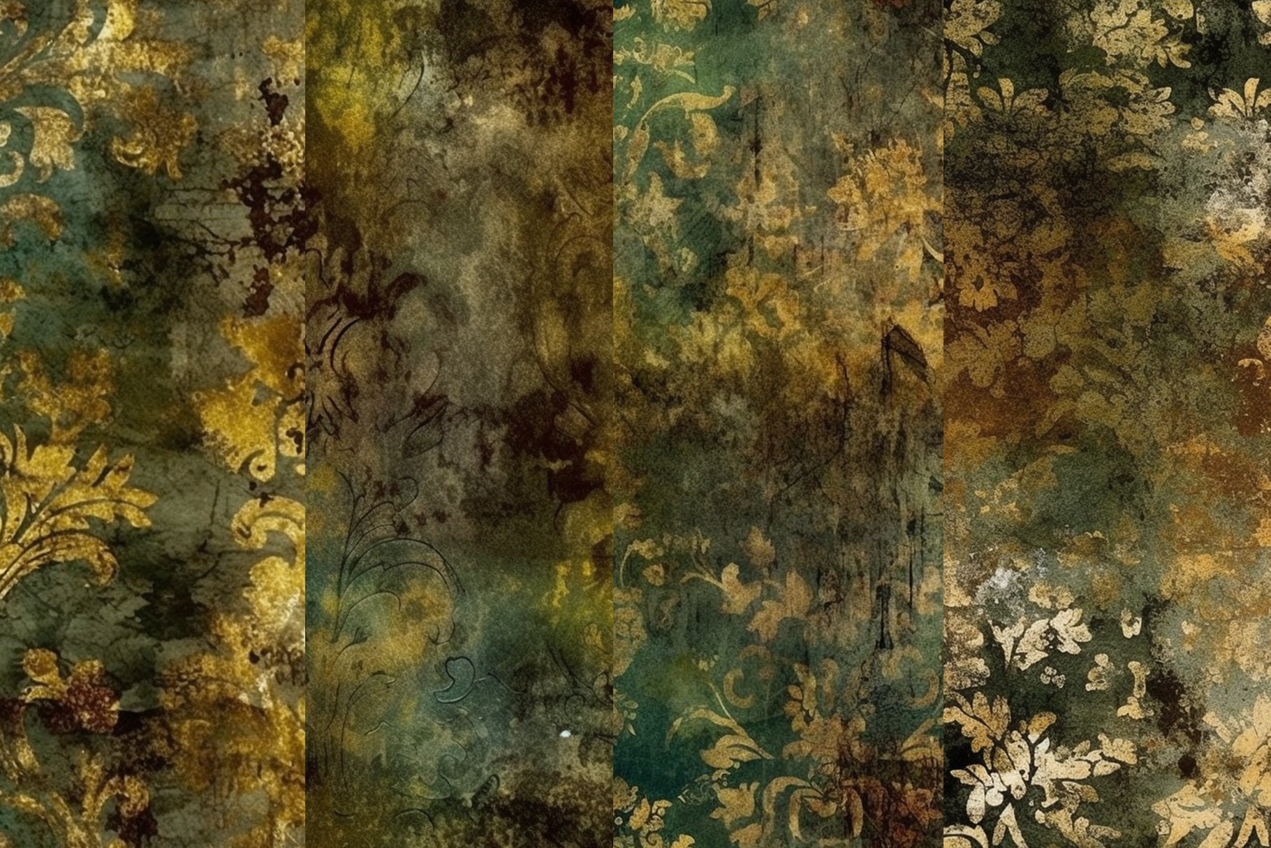 Distressed Damask Digital Papers: Grunge Seamless Patterns (digital ...
