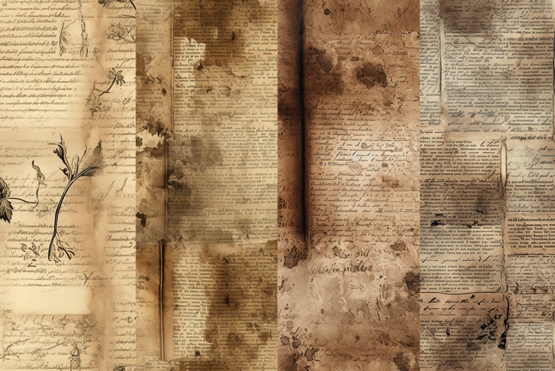 Vintage Book Page Textures: Digital Paper Pack (12x12 Inches) - Etsy