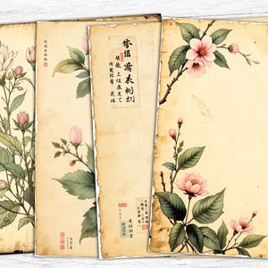 Sakura Junk Journal Papers, japanische Sakura druckbare, Sakura Digital Papers, kommerzielle Nutzung, Vintage Blumen, digitaler Download