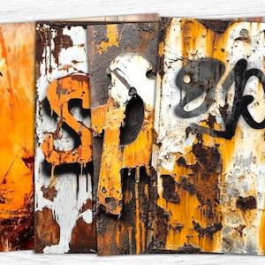 Grunge Rust Junk Journal Papers, Metallic Background, Grunge Junk Journal Papers, Distressed Papers, Grunge Print, Digital Download