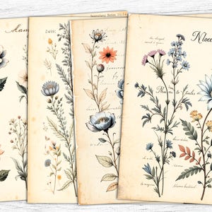 Flowers Junk Journal Paper, Flowers Background, Floral Printable, Floral Art, Digital Download, commercial use, Vintage Spring Flowers