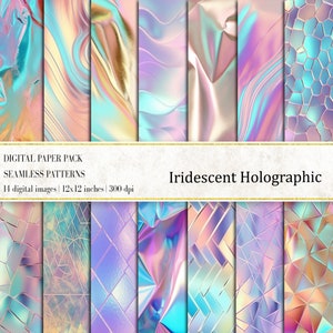Iriserend holografisch digitaal papier, holografisch naadloos patroon, iriserende texturen, holografisch digitaal papier, digitaal papier