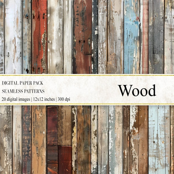 Wood Digital Papers, Wood Seamless Patterns, Wood Background, Distressed Wood Papers, Rustic Wood Texture, Rustic Wood Digital Background