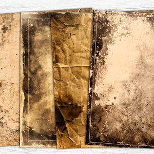 Papéis de diário de lixo vintage, itens efêmeros vintage, papéis vintage, papel digital, impressão desgastada, fundo de papel marrom, papéis bege