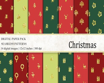 Glitter Christmas Digital Papers: Sparkling Seamless Patterns (Digital Download)
