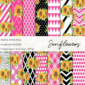 Sunflowers Digital Papers, Watercolor Sunflower Digital Papers, Sunflowers Background, Sunflowers Print, Digital Papers, Sunflowers Textures