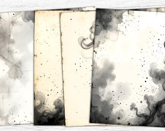 Grunge Junk Journal Papers: Black & White Backgrounds (Digital Download)
