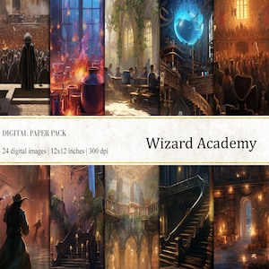 Wizard Academy Digital Papers, Magic School Background, Wizard World Scrapbook, Magical Backgrounds, Magical Fantasy Textures