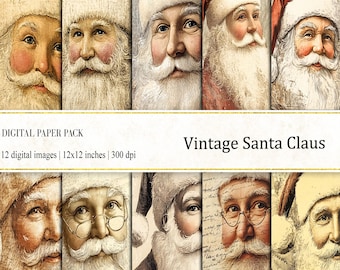 Vintage Santa Claus Digital Papers: Christmas Scrapbook (Digital Download)