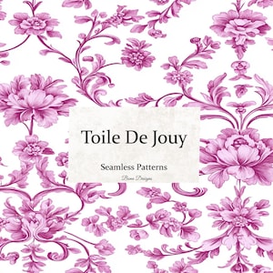 Toile De Jouy Seamless Pattern, French Toile Print, Chinoiserie Pattern, French Toile Printable, Damask Pattern, Pink Rococo Digital Paper