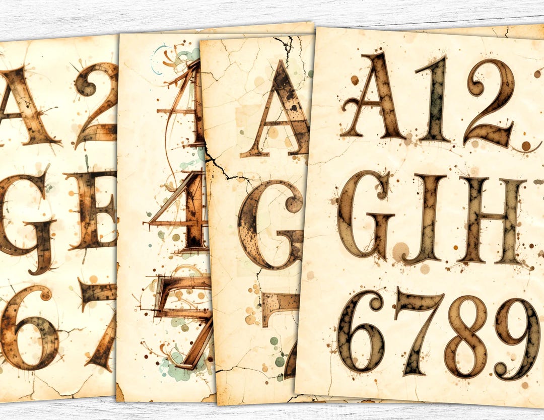 Paper Style Number Vintage Numbers Junk Journal Papers, Number Papers, Numbers Digital ...