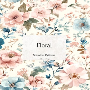 Floral Seamless Pattern, Floral Digital Paper, Fabric Pattern, Watercolor Flowers, commercial use, Boho Whimsical, Pastel Flowers Print