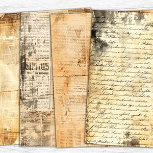 Vintage Junk Journal Papiere, Vintage Ephemera, Kraft Backgroud, Braune alte Tapete, Vintage Notizen, Hintergrund der Notizpapiere, digitaler Download