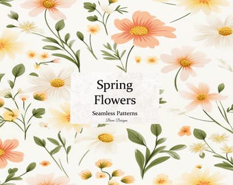 Spring Flower Seamless Pattern: Pastel Floral Digital Paper (Instant Download, 12x12 PNG, 300 dpi)