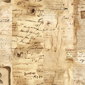 Puede incluir: Una imagen de fondo vintage con un collage de papel viejo, notas escritas a mano y fotograf&iacute;as descoloridas. El papel es de color marr&oacute;n claro con un aspecto desgastado, y la escritura est&aacute; en tinta negra. Las fotograf&iacute;as son en blanco y negro y muestran varias escenas.
