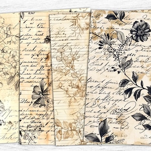 Floral Junk Journal Papers, Floral Journal, bloemenbotanisch digitaal papier, bloemenpapier, vintage bloemen, ephemera, digitale collage