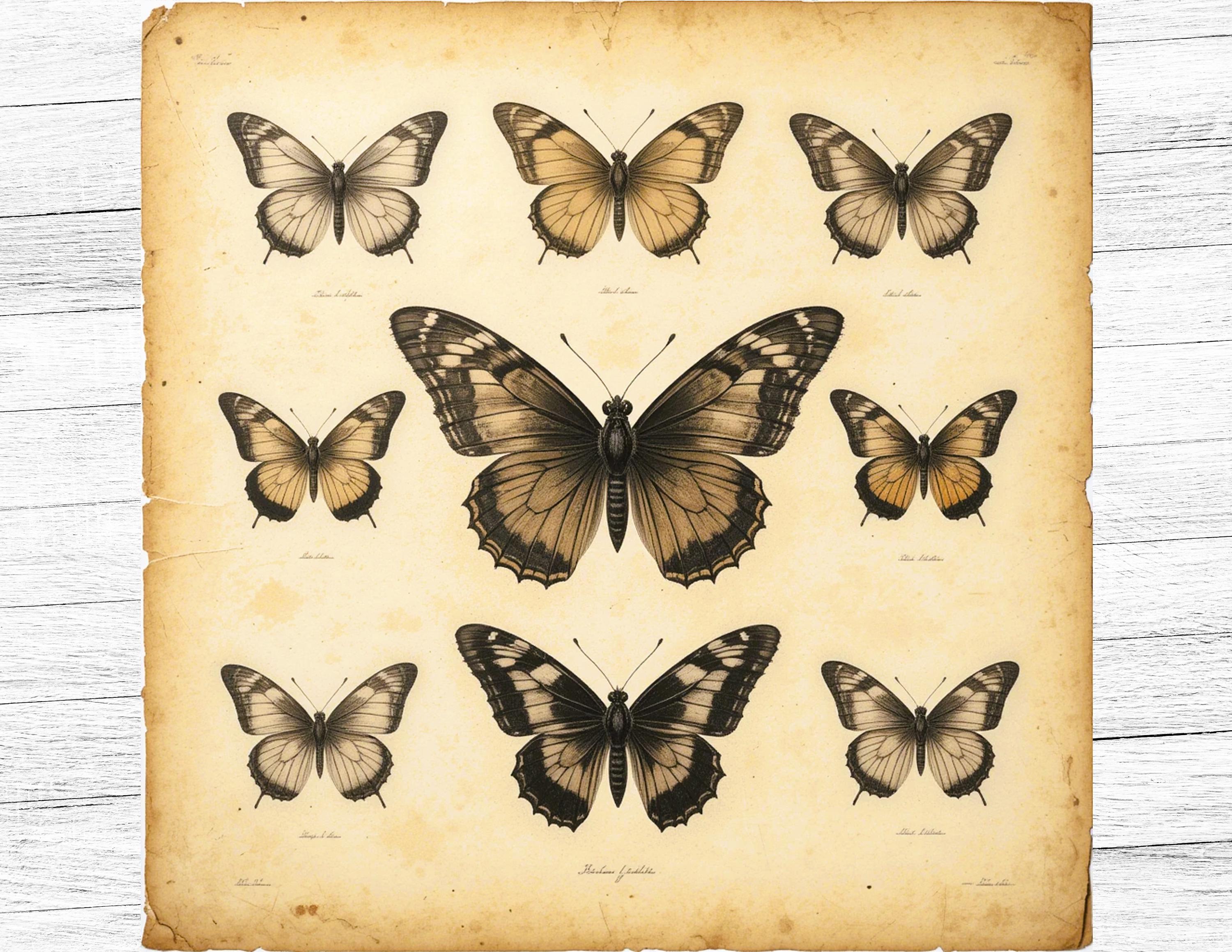 Vintage Butterfly Ephemera: Junk Journal Printable Papers (digital ...