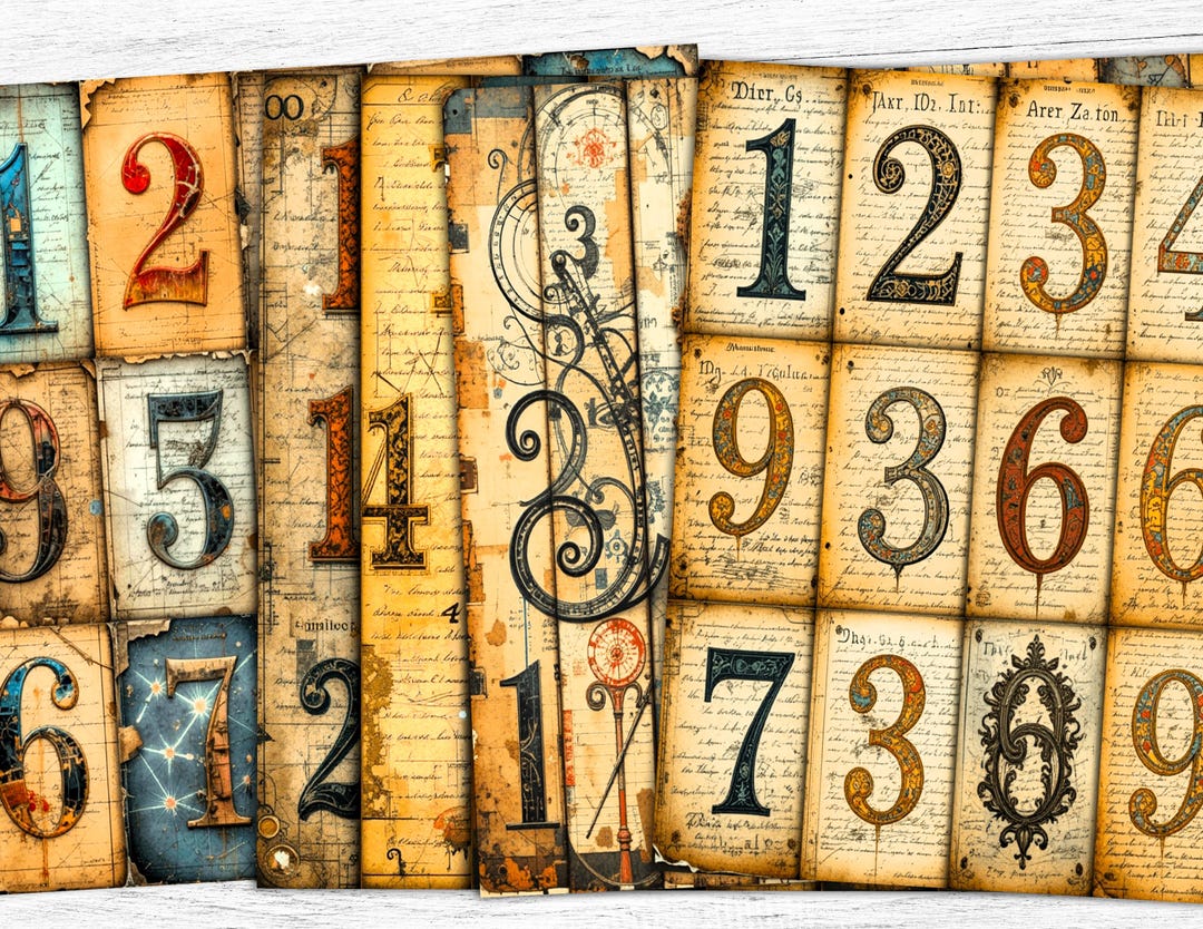 Vintage Number Ephemera: Grunge Journal Paper (digital Download) - Etsy