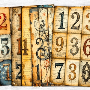 Vintage Number Ephemera: Grunge Journal Paper (Digital Download)