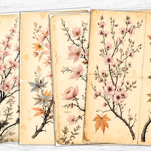 Japanisches Journal Papiere, Sakura Printable, Herbst Papiere, Botanische Blumen, Digital Download, Herbst Digitale Papiere, Sakura Print Art