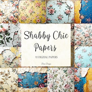 Shabby Chic Papers Bundle, Vintage Junk Journal Pages, Shabby Chic Print, Vintage Decoupage Print, Roses Background, Shabby Chic Scrapbook