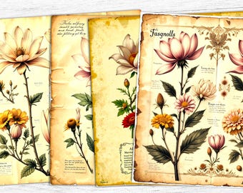 Botanical Junk Journal Papers: vintage efemere collage (digitale kunst)